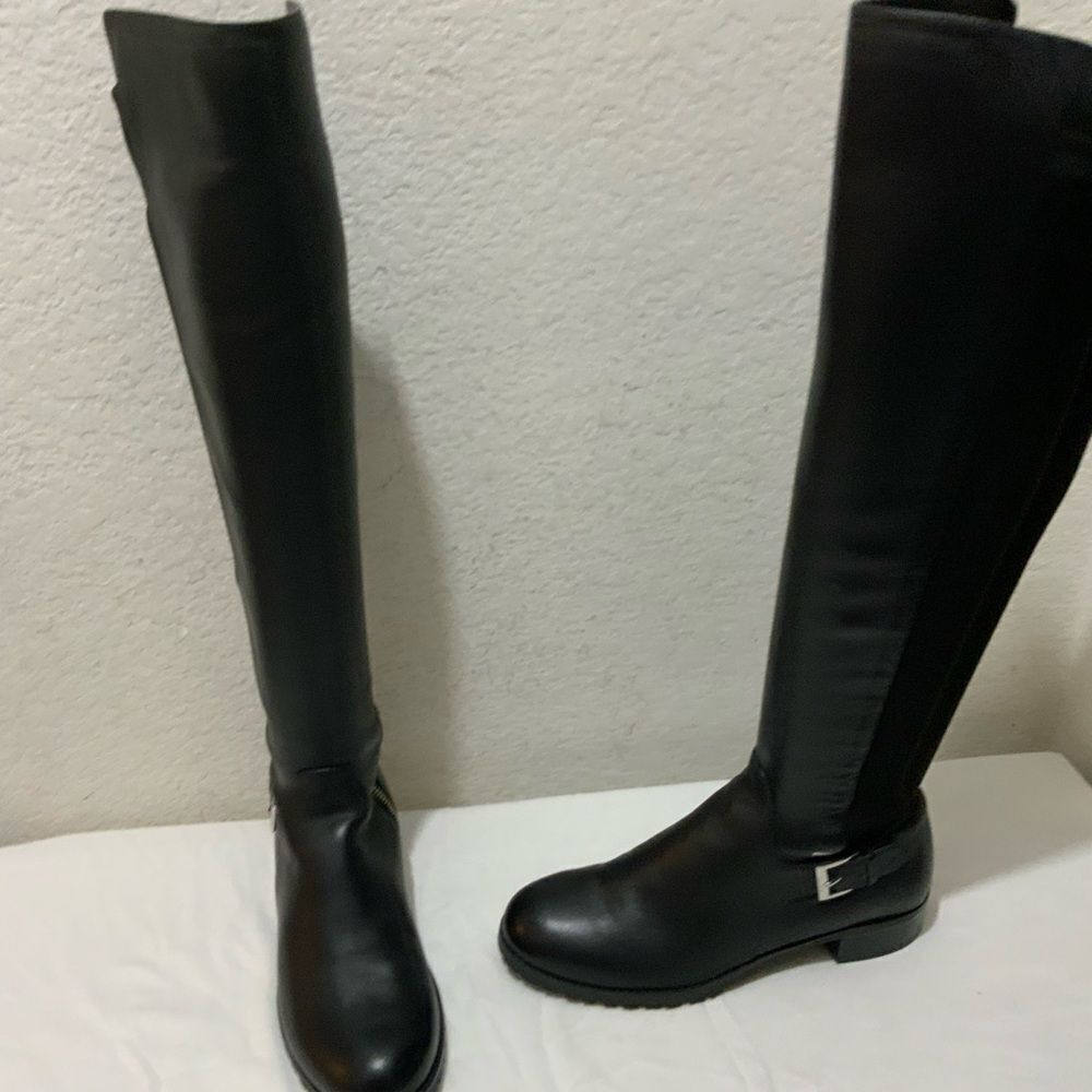 Michael Kors Womens Black Leather Side Zipper Knee High Riding Boots 6.5 - Picture 4 of 15